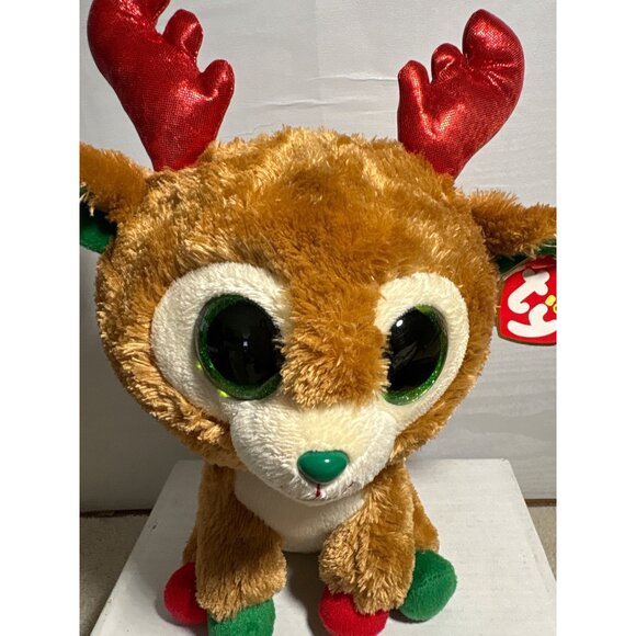 Ty Beanie Boos Alpine Reindeer Plush 2013 Green Eyes Toy 10" Christmas - Picture 5 of 11